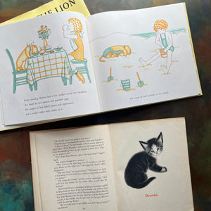 Pair of Illustrated Picture Books for Children written and illustrated by Clare Turlay Newberry-Herbert the Lion-April's Kittens-vintage picture books-view of the illustrations