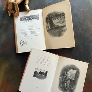 Pair of books written by James Whitcomb Riley-Child-Rhymes and Farm-Rhymes-vintage children's poetry-antique books of poetry-view of a sample of the illustrations within the pages