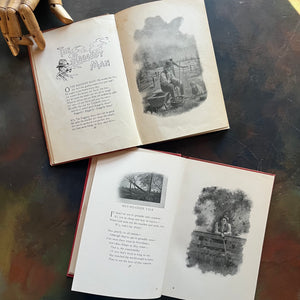 Pair of books written by James Whitcomb Riley-Child-Rhymes and Farm-Rhymes-vintage children's poetry-antique books of poetry-view of a sample of the illustrations within the pages