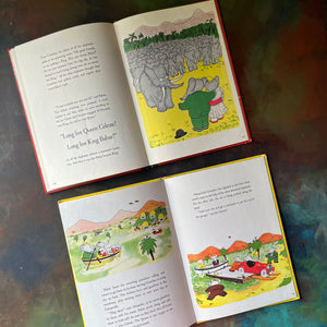 Pair of Jean de Brunhoff Babar Books-The Story of Babar The Little Elephant-Babar's Picnic by Laurent de Brunhoff-vintage children's picture books-view of the color illustrations