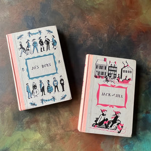 Pair of Junior Deluxe Editions written by Louisa May Alcott-Jack & Jill-Jo's Boys-vintage children's chapter books-view of the front covers