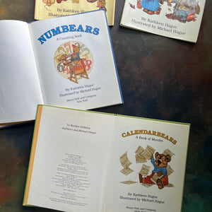 Pair of vintage picture books written by Kathleen Hague and illustrated by Michael Hague-Numbears-Calendarbears-view of the title pages