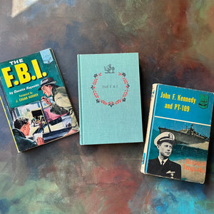 Pair of Landmark Series Books-The Story of The F.B.I.-John F. Kennedy and PT-109-vintage history books for children for sale-view of the front covers
