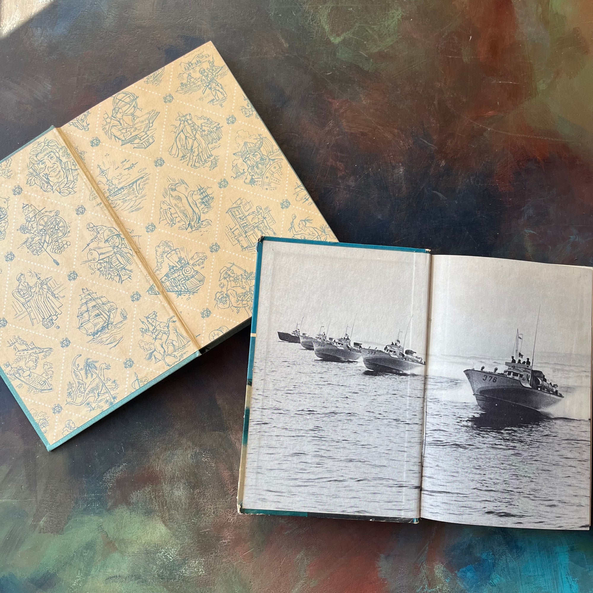 Pair of Landmark Series Books-The Story of The F.B.I.-John F. Kennedy and PT-109-vintage history books for children for sale-view of the inside covers