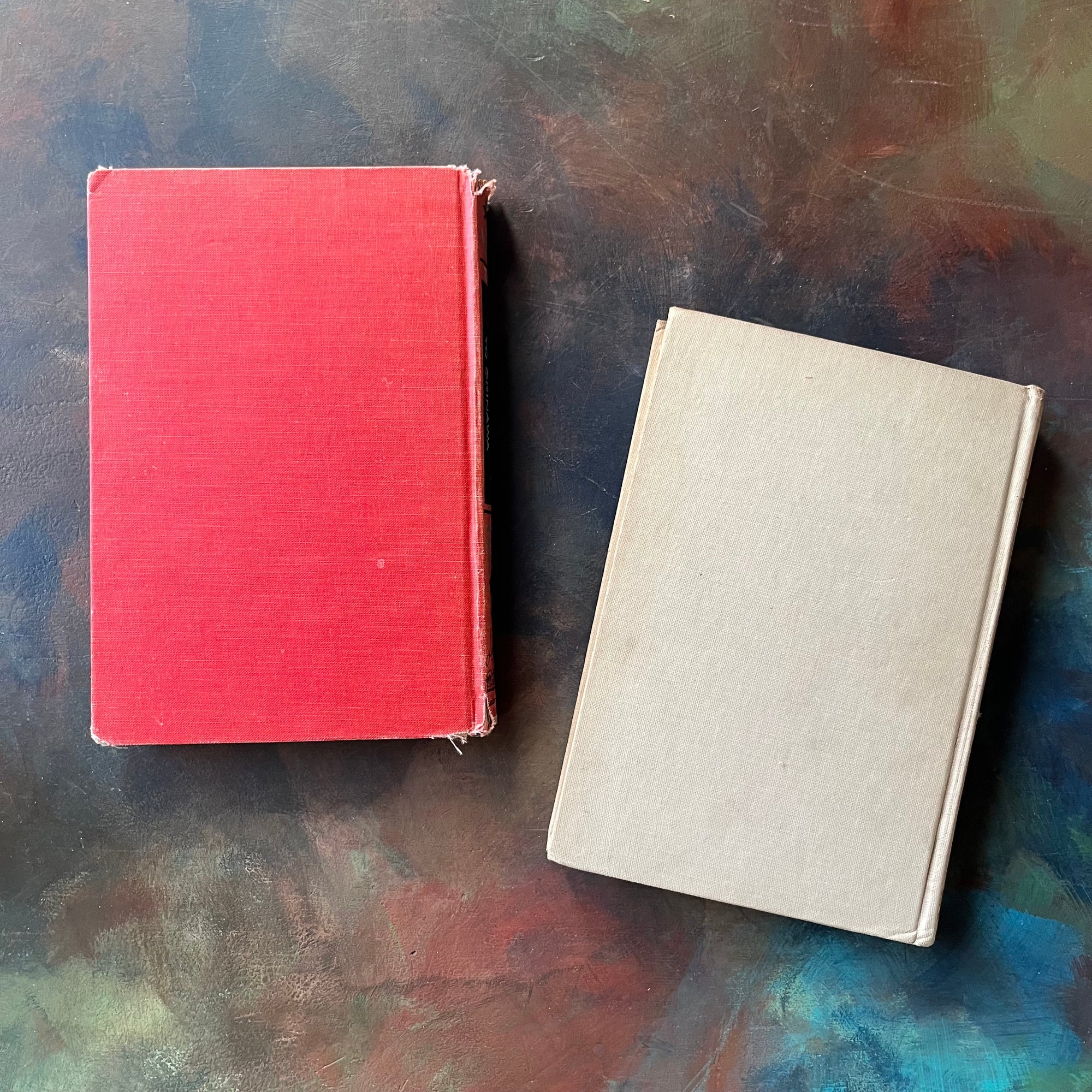 Pair of Landmark Series History Books-From Pearl Harbor to Okinawa-Thirty Seconds Over Tokyo-vintage children's books for sale-view of the back covers