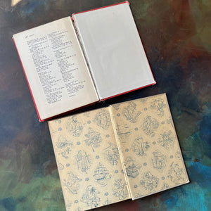Pair of Landmark Series History Books-From Pearl Harbor to Okinawa-Thirty Seconds Over Tokyo-vintage children's books for sale-view of the back, inside covers