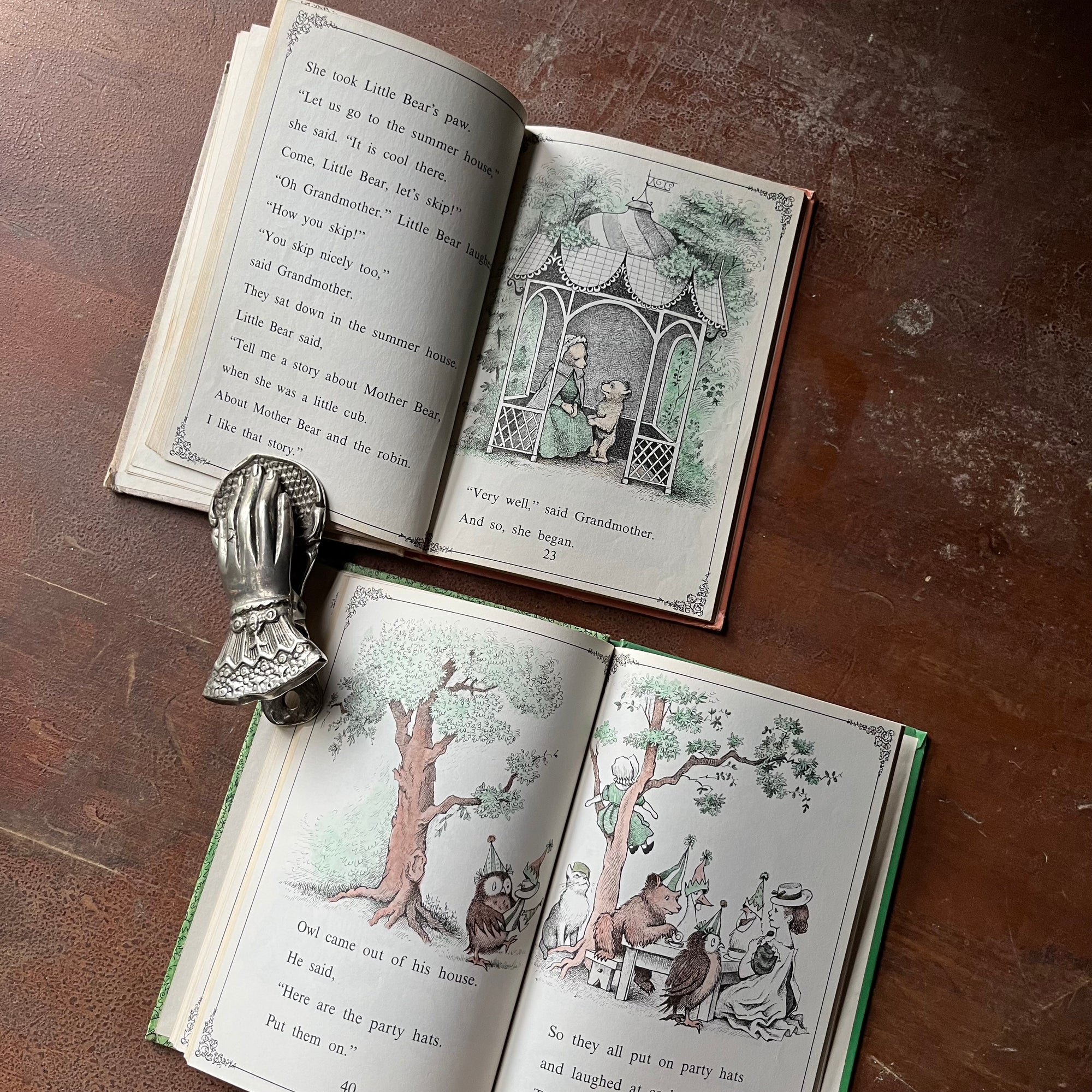 vintage children's picture books, An I Can Read Book - Pair of Little Bear Books written by Else Holmelund Minarik with illustrations by Maurice Sendak - Little Bear's Visit and Little Bear's Friend - view of the illustrations