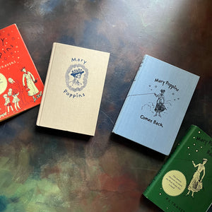Pair of Mary Poppins Books Written by P. L. Travers with illustrations by Mary Shepard-Mary Poppins-Mary Poppins Comes Back-vintage children's chapter books-view of the front covers