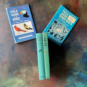 Pair of Peterson Field Guides by Roger Tory Peterson & Hal H. Harrison - A Field Guide to the Birds & A Field Guide to Birds' Nests-view of the spines