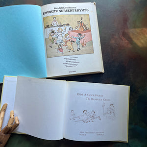 Pair of Randolph Caldecott Books-Favorite Nursery Rhymes-Ride A Cock Horse to Banbury Cross and A Farmer Went Trotting Upon His Grey Mare-vintage children's books-view of the title pages