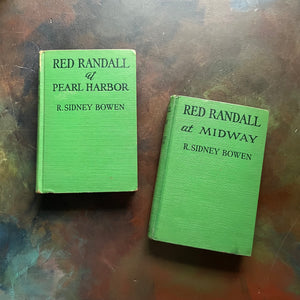 Pair of Red Randall World War Two Pacific Theater Books-Red Randall at Midway-Red Randall at Pearl Harbor-R. Sidney Bowen-antique adventure books for boys-view of the front covers