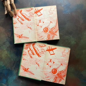 Pair of Red Randall World War Two Pacific Theater Books-Red Randall at Midway-Red Randall at Pearl Harbor-R. Sidney Bowen-antique adventure books for boys-view of the inside covers