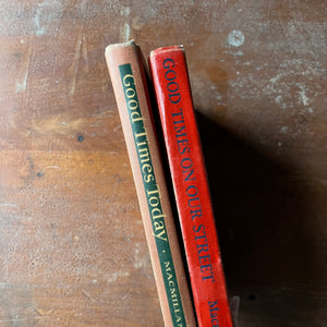 Pair of Today's Work-Play Books-vintage children's schoolbooks-The MacMillan Company-view of the spines with the titles and publisher shown