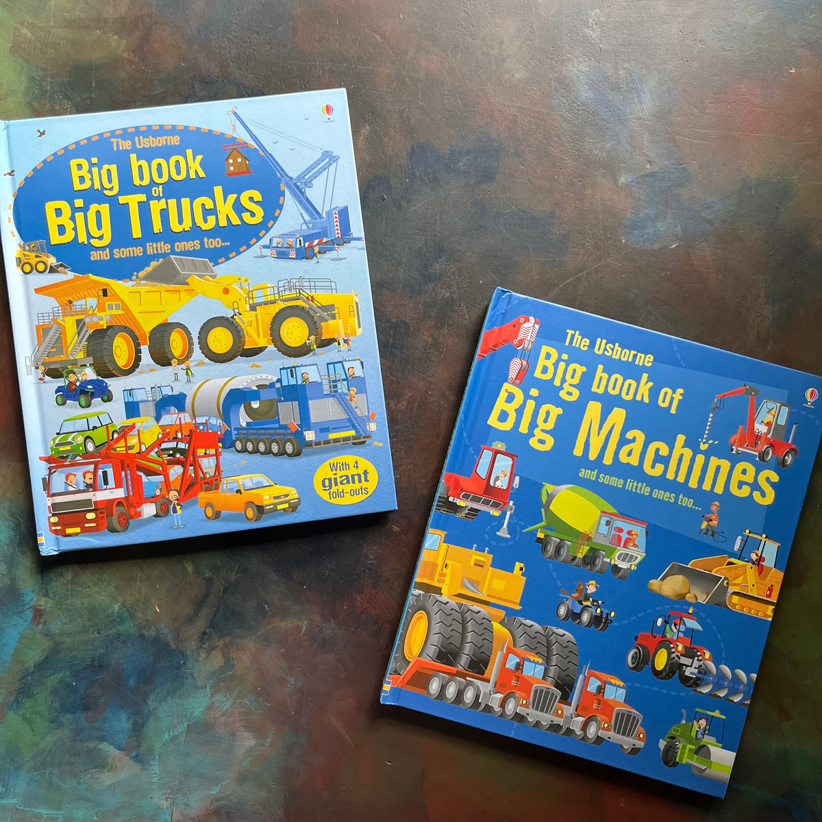 Pair of Usborne Books-The Big Book of Big Trucks and Some Little Ones Too-Big Book of Big Machines and Some Little Ones Too-picture books for kids-view of the front covers