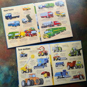 Pair of Usborne Books-The Big Book of Big Trucks and Some Little Ones Too-Big Book of Big Machines and Some Little Ones Too-picture books for kids-view of the illustratons