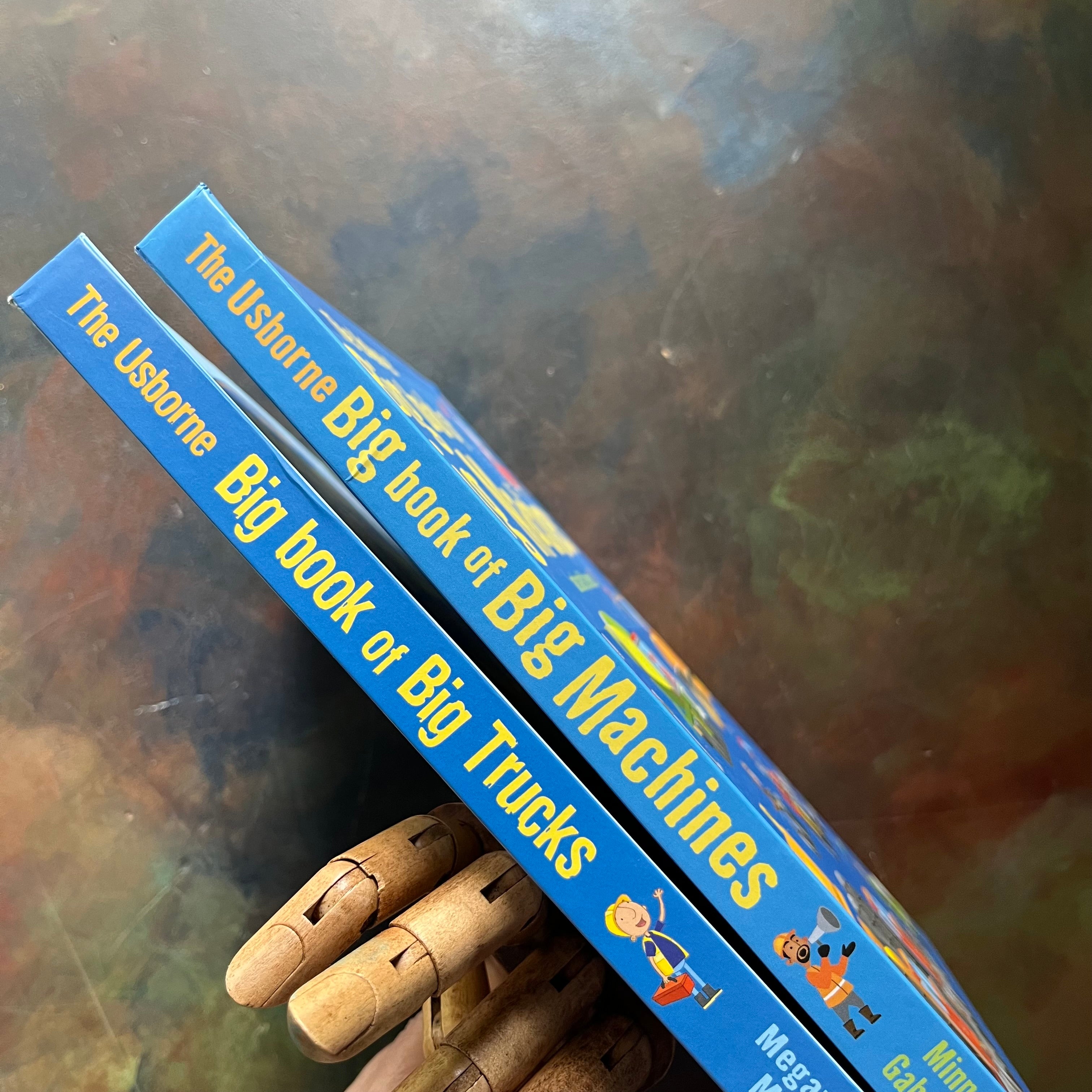 Pair of Usborne Books-The Big Book of Big Trucks and Some Little Ones Too-Big Book of Big Machines and Some Little Ones Too-picture books for kids-view of the spines
