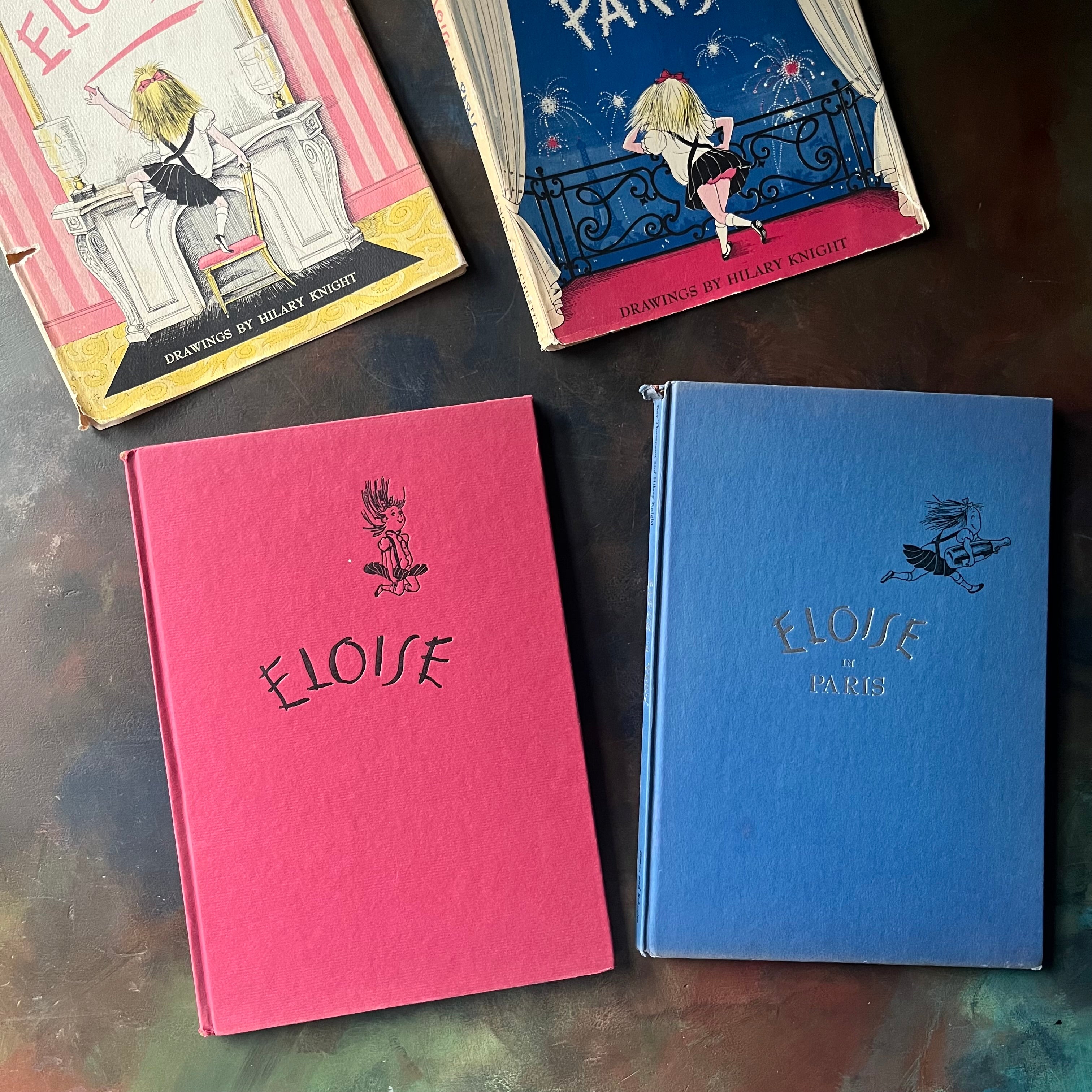 Pair of first edition Eloise Books by Kay Thompson-Eloise (6th Printing)-Eloise in Paris (3rd Printing)-Hilary Knight-vintage children's picture books-view of the front covers