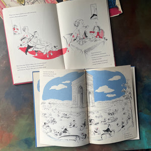 Pair of first edition Eloise Books by Kay Thompson-Eloise (6th Printing)-Eloise in Paris (3rd Printing)-Hilary Knight-vintage children's picture books-view of the illustrations