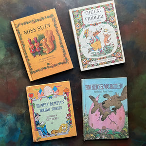 Parents’ Magazine Press Children’s Picture Books-Vintage Picture Books-1960s-1970s-Early Readers-Miss Suzy-The Cat and the Fiddler-Humpty Dumpty's Holiday Stories-How Fletcher Was Hatched!-view of the front covers