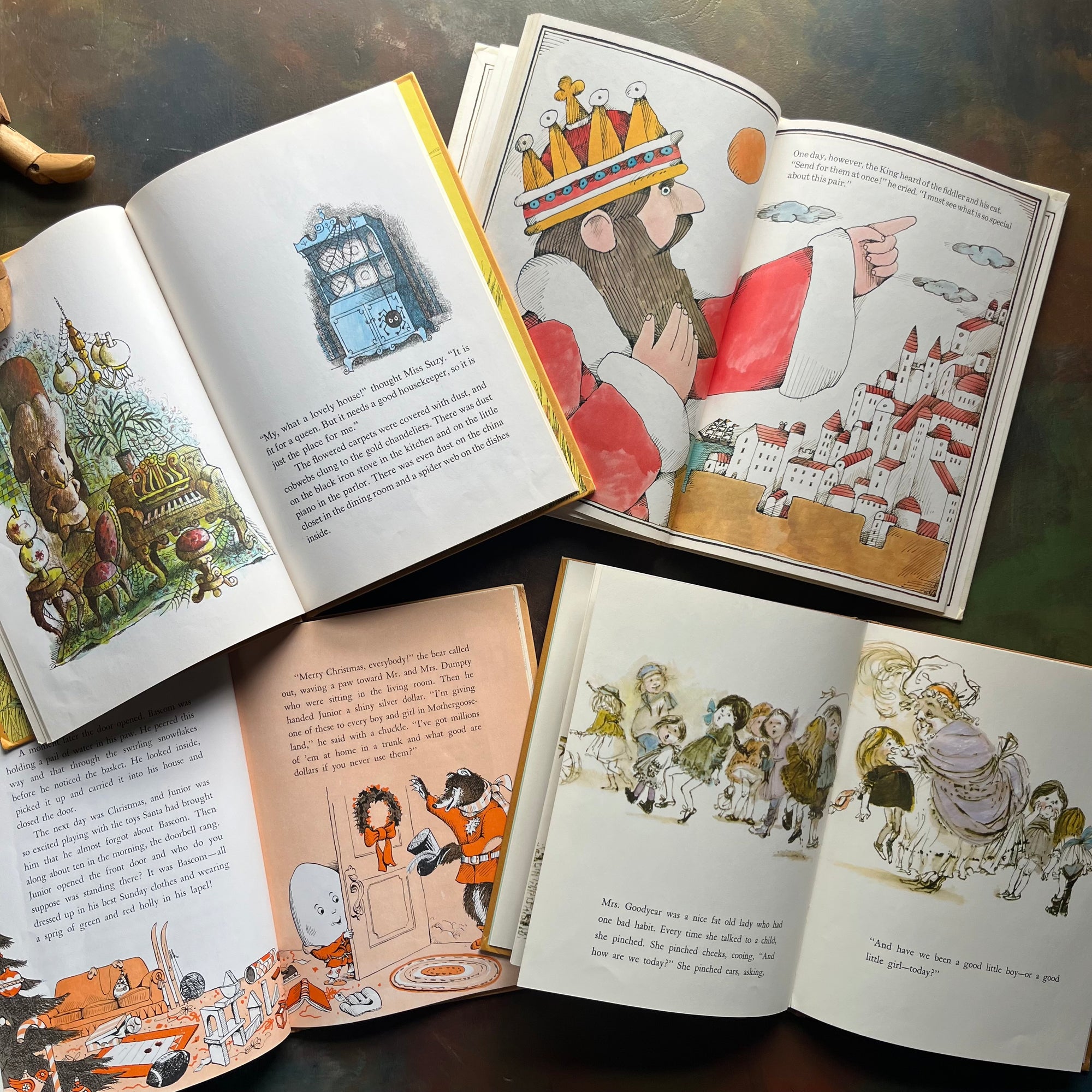 Parents’ Magazine Press Children’s Picture Books-Vintage Picture Books from the 1960s' & 1970's-Miss Suzy-Humpty Dumpty's Holiday Stories-The Cat and the Fiddler-A Bag Full of Nothing-view of the illustrations