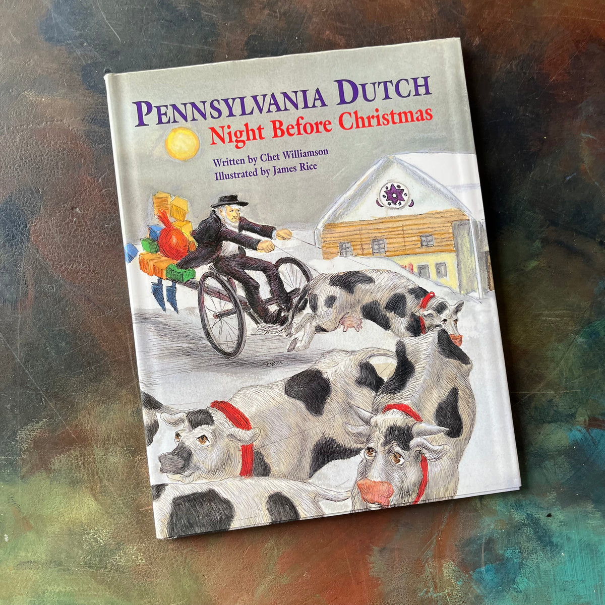 Pennsylvania Dutch Night Before Christmas by Chet Williamson-James Rice illustrations-children's christmas book-Belsnickel-Christmas humor-Christmas Stories-view of the dust jacket's front cover