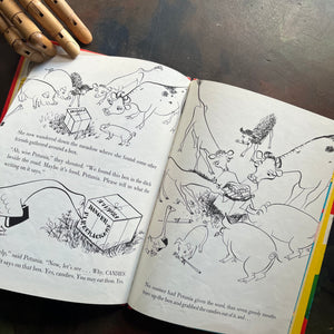 Petunia- written and illustrated by Roger-Duvoisin-vintage 1950's children's picture book-view of the black and white illustrations