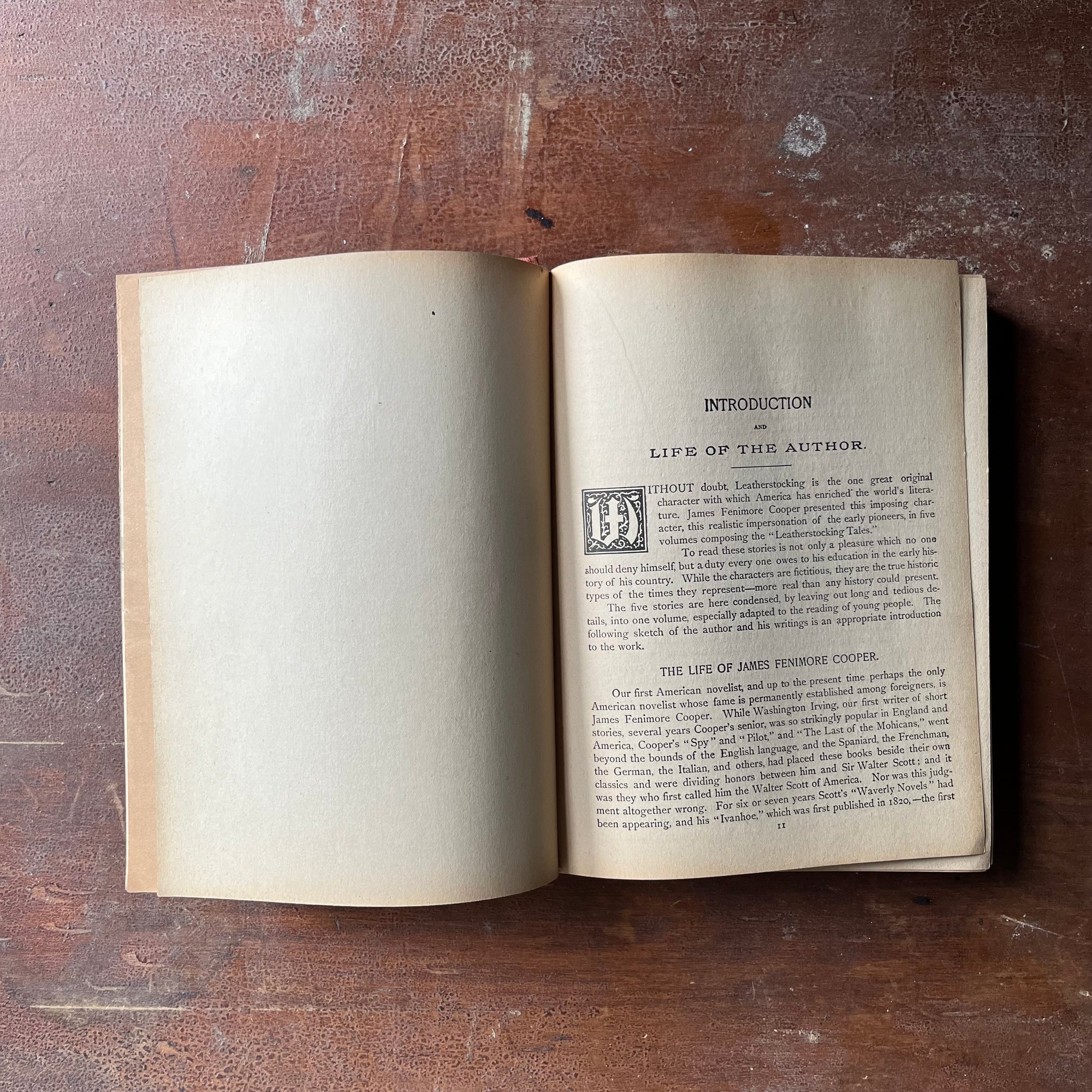 vintage children's chapter books - Pioneer Stories Every Child Should Know Leatherstocking Tales written by J. Fenimore Cooper - view of the Introduction Page which gives information about the author