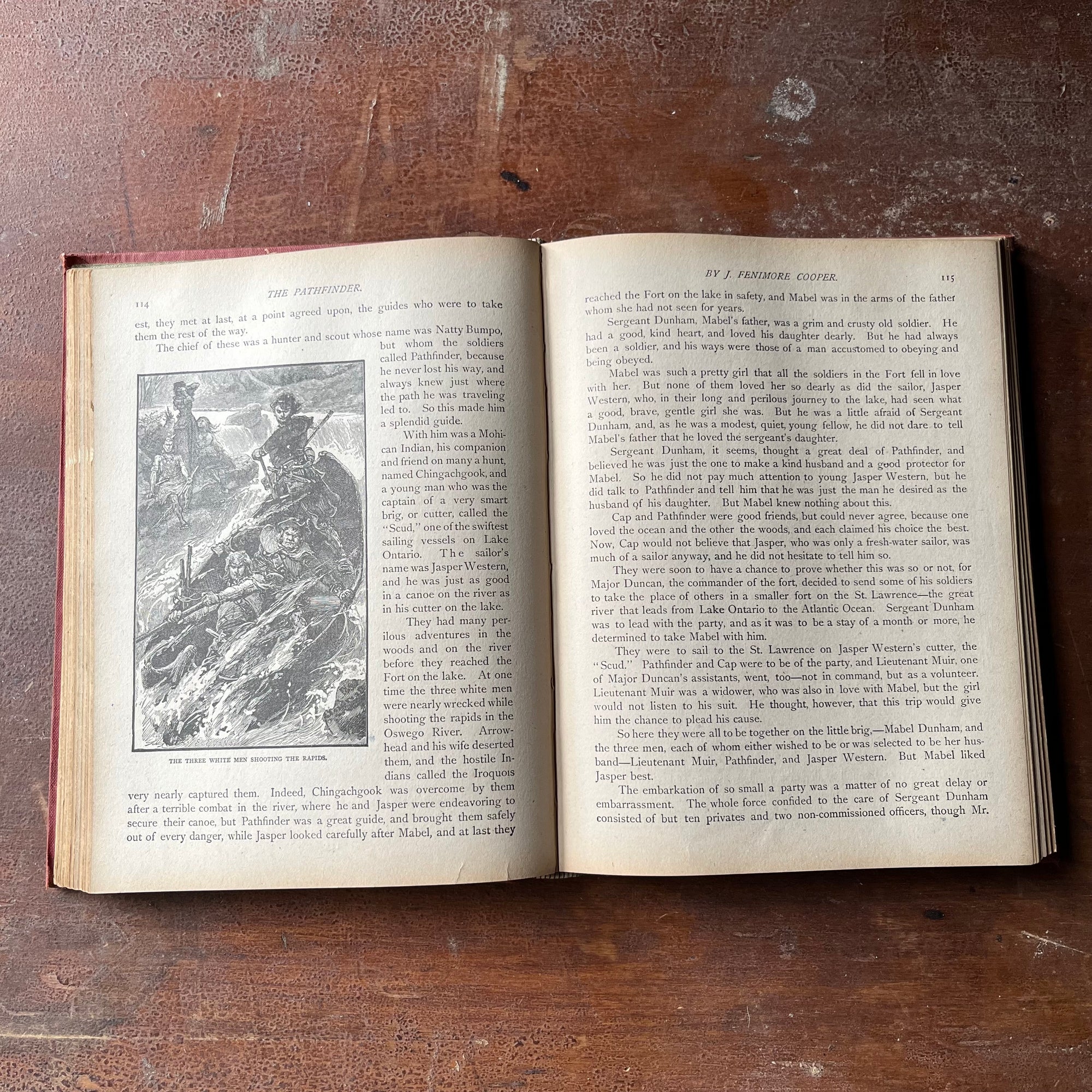 vintage children's chapter books - Pioneer Stories Every Child Should Know Leatherstocking Tales written by J. Fenimore Cooper - view of the illustration in black & white