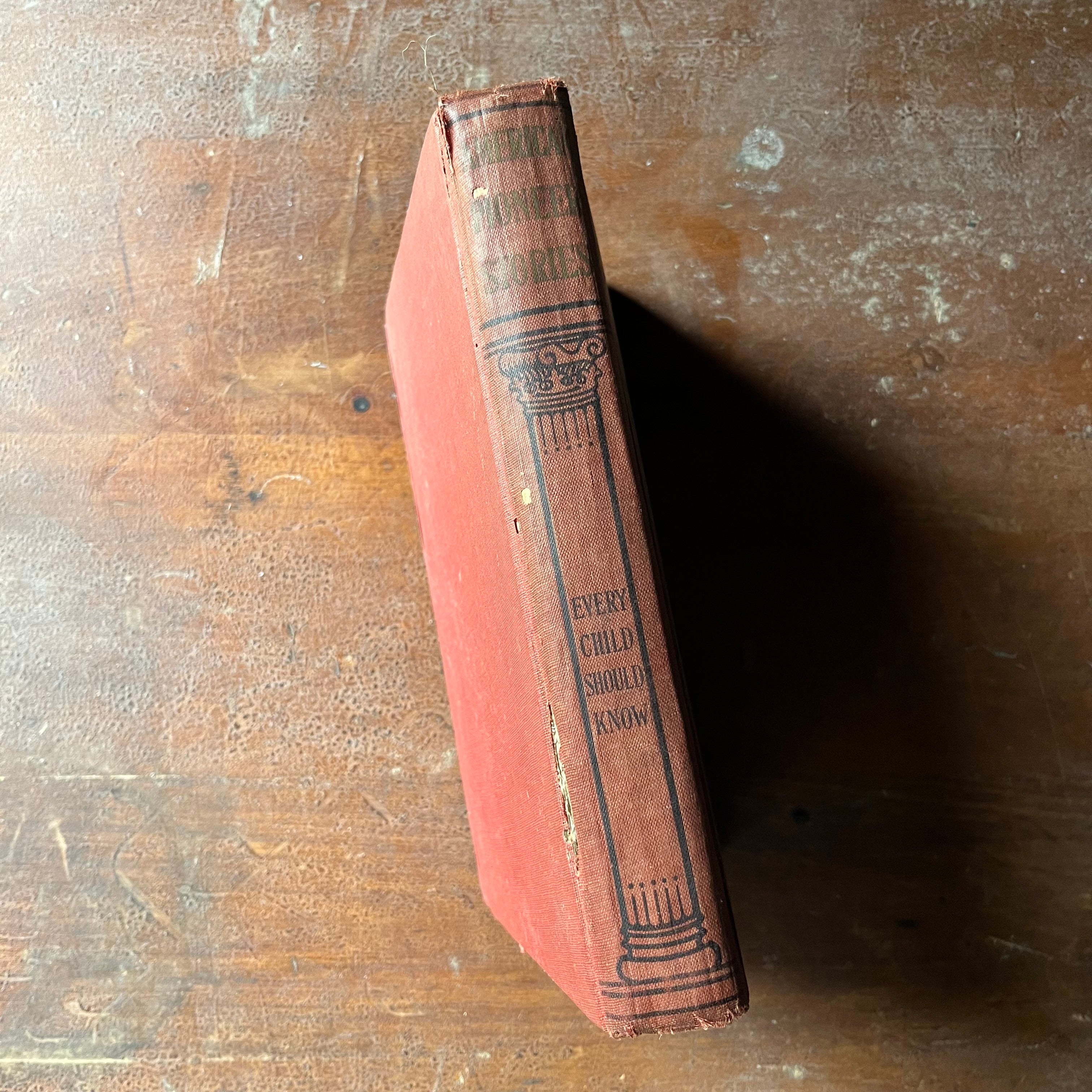 vintage children's chapter books - Pioneer Stories Every Child Should Know Leatherstocking Tales written by J. Fenimore Cooper - view of the spine