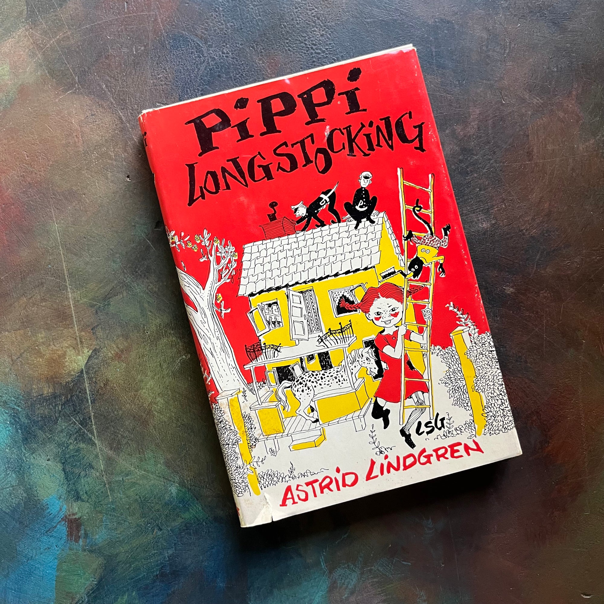 Pippi Longstocking by Astrid Lindgren-1950 book club edition with dust jacket-vintage children's book-read aloud favorite-view of the dust jacket's front cover