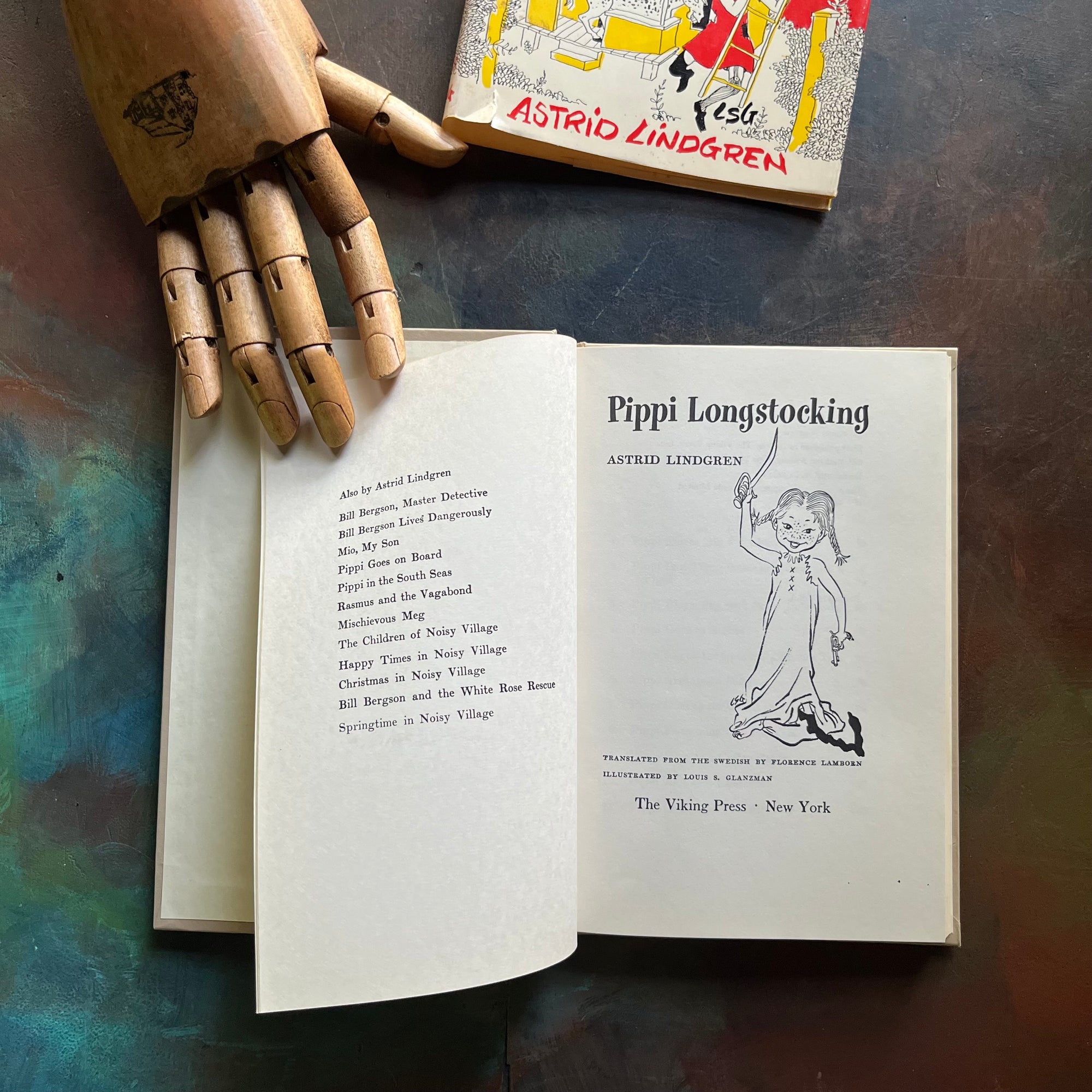 Pippi Longstocking by Astrid Lindgren-1950 book club edition with dust jacket-vintage children's book-read aloud favorite-view of the title page