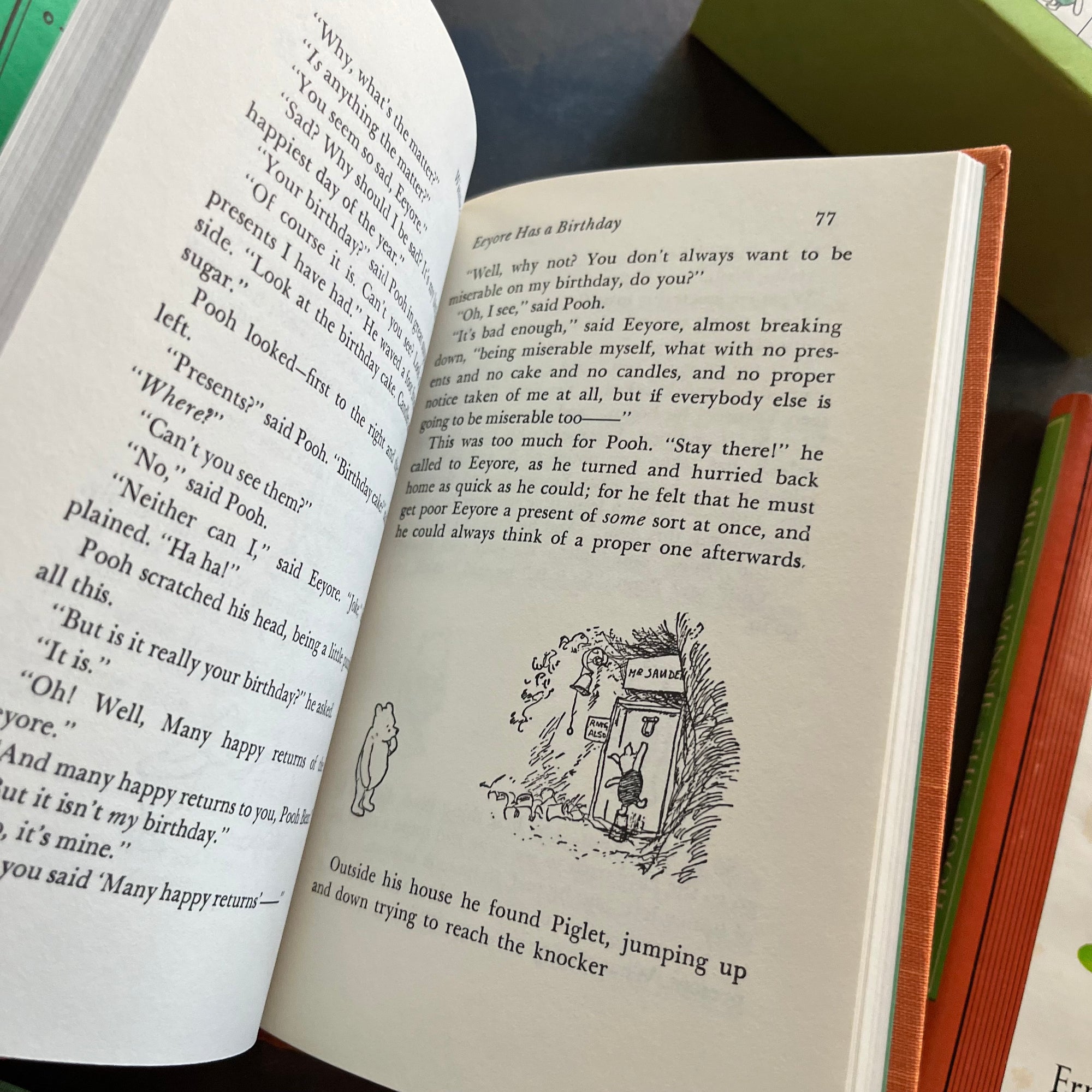 Pooh's Library - Winnie the Pooh Box Set-A. A. Milne-E. H. Shepard-read aloud revival books-vintage children's short stories-view of a black & white illustrations by E. H. Shepard