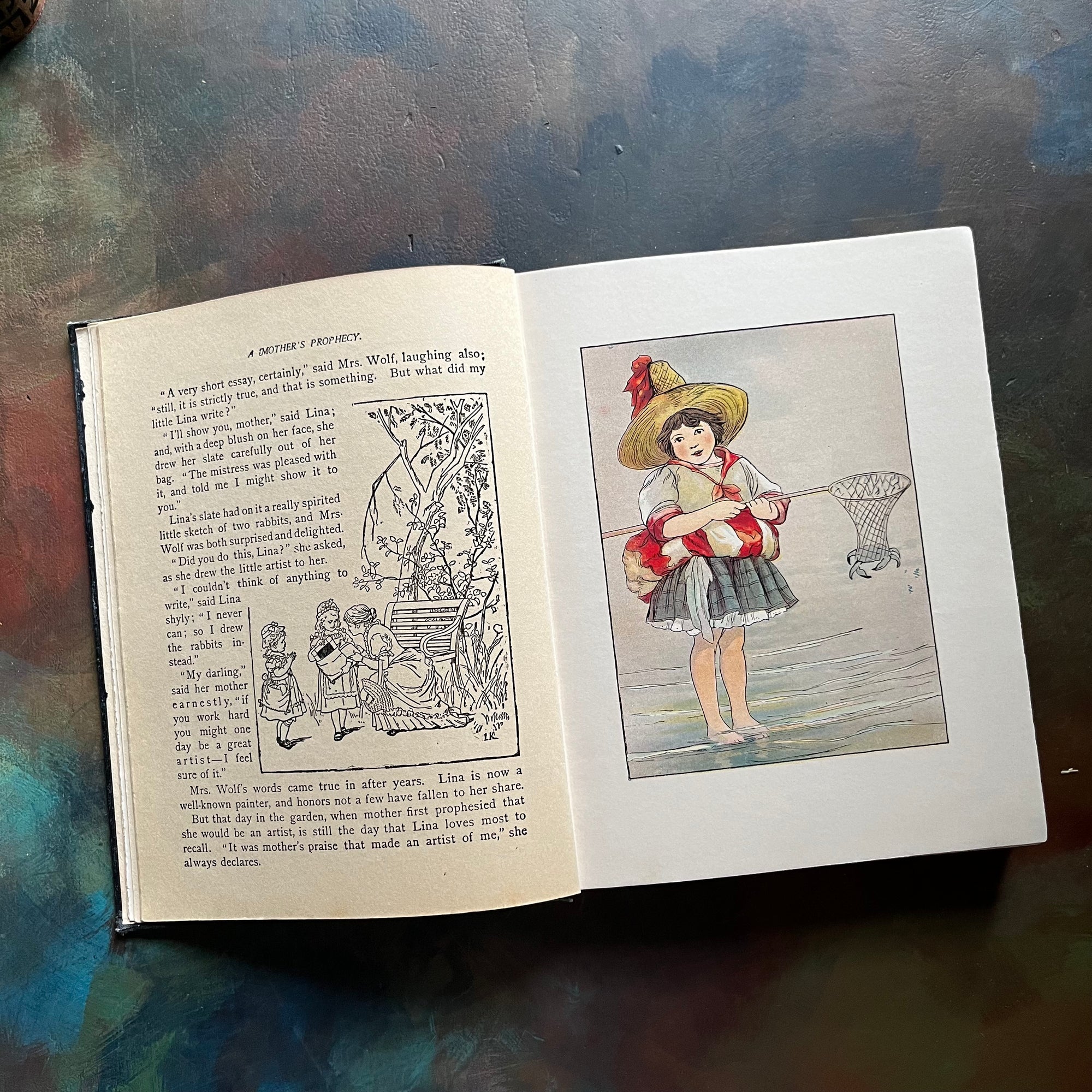 Prattles for Our Boys and Girls-antique children's story book-1912 edition-view of the full-page, full-color illustrations
