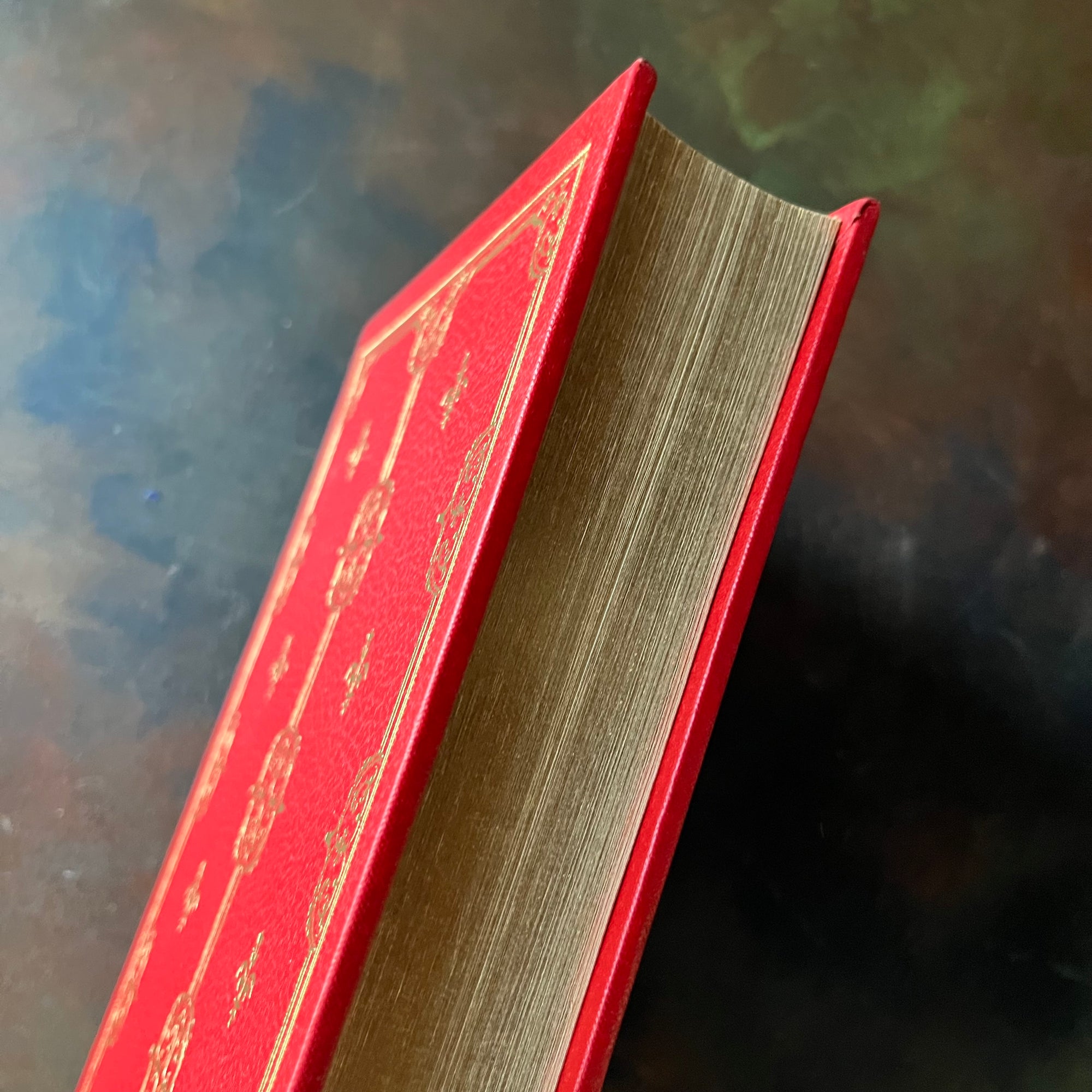 Pride and Prejudice written by Jane Austen.  This is a 1980 edition printed by The Franklin Library-vintage classic literature-collector's edition-view of the gilt fore-edges