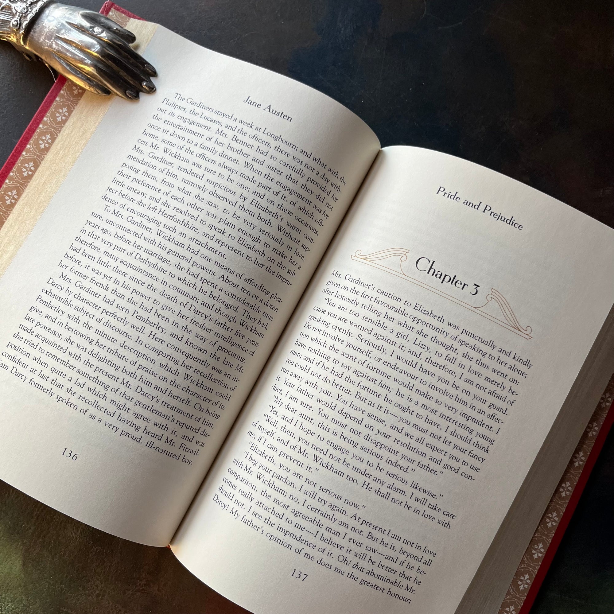Pride and Prejudice written by Jane Austen.  This is a 1980 edition printed by The Franklin Library-vintage classic literature-collector's edition-view of the inside content text