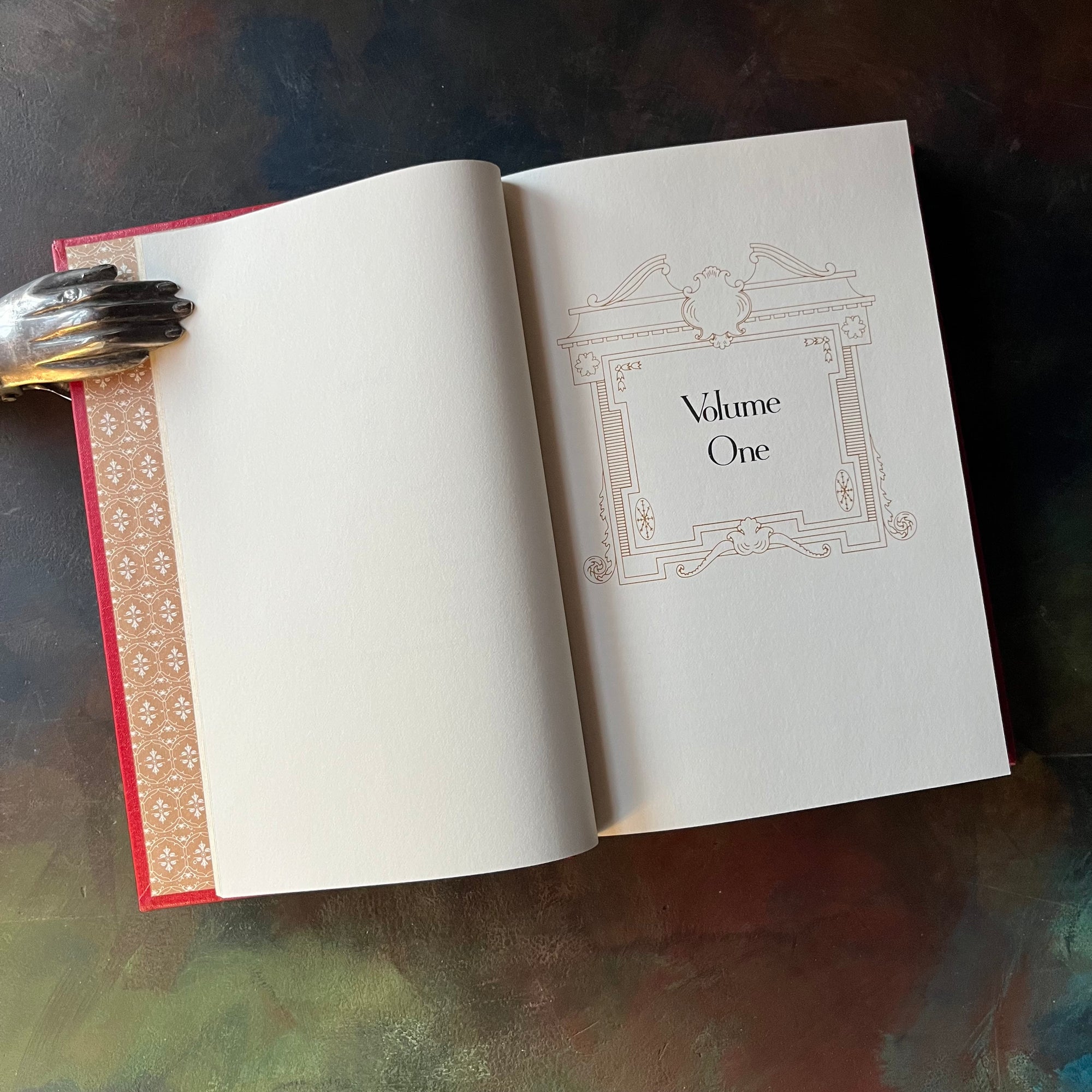 Pride and Prejudice written by Jane Austen.  This is a 1980 edition printed by The Franklin Library-vintage classic literature-collector's edition-view of the volume one header