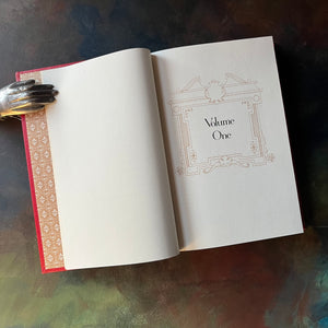 Pride and Prejudice written by Jane Austen.  This is a 1980 edition printed by The Franklin Library-vintage classic literature-collector's edition-view of the volume one header