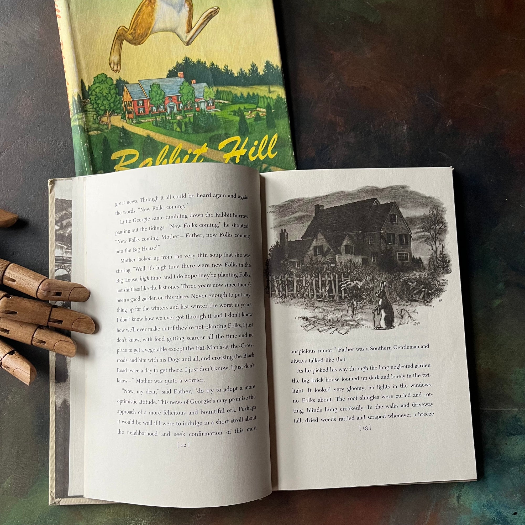 Rabbit Hill written & illustrated by Robert Lawson-John Newbery Medal Winning Book-vintage children's chapter book-living book-view of the black & white illustrations