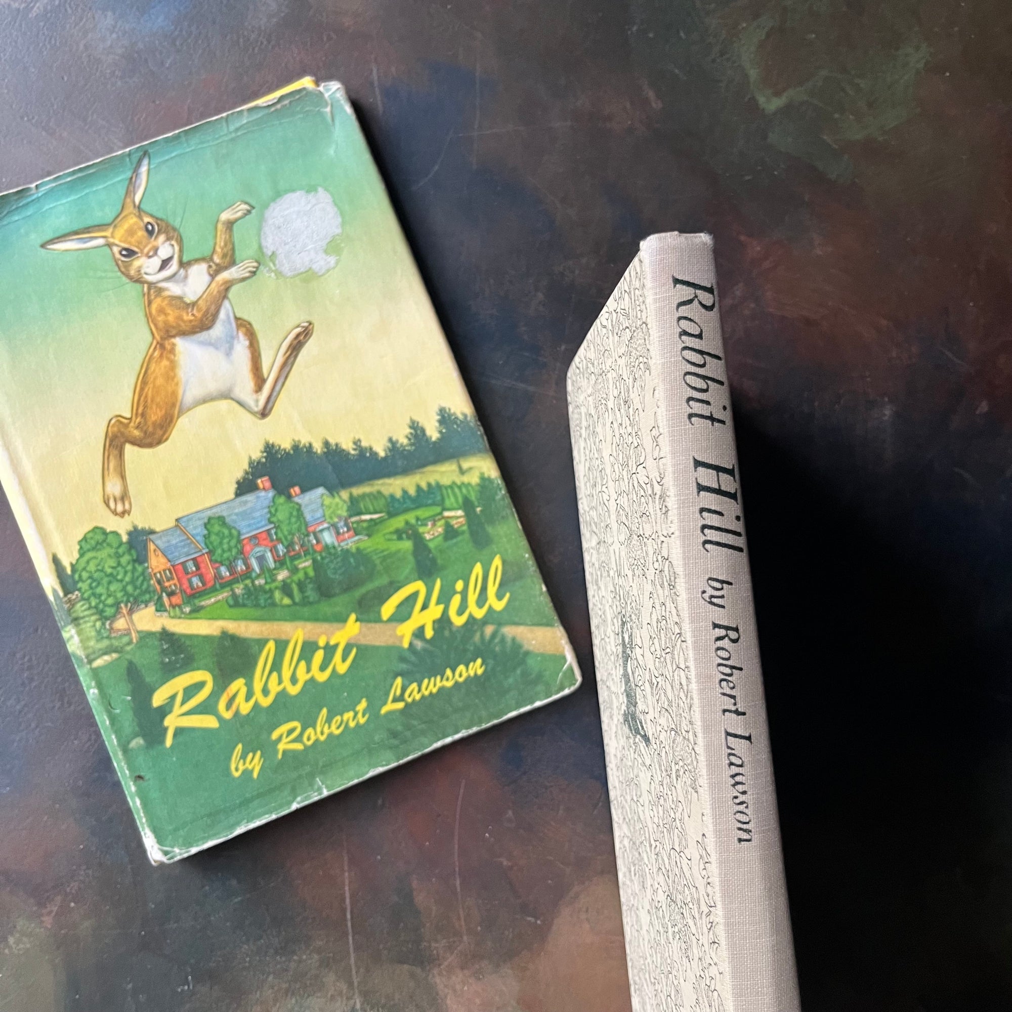 Rabbit Hill written & illustrated by Robert Lawson-John Newbery Medal Winning Book-vintage children's chapter book-living book-view of the spine