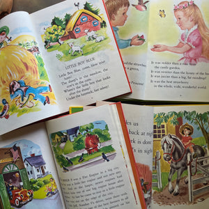 Rand McNally Favorite Books Set-bedtime stories-preschool rhymes-farm animals-enchanted tales-vintage children's picture books-view of the illustrations