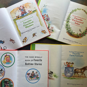 Rand McNally Favorite Books Set-bedtime stories-preschool rhymes-farm animals-enchanted tales-vintage children's picture books-view of the title pages