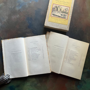 Random House Special Edition in Book Sleeve-Alice's Adventures in Wonderland-Through the Looking Glass & What Alice Saw There written by Lewis Carroll with illustrations by John Tenniel colored by Fritz Kredel-vintage children's classics-cabin100 book-view of the copyright and contents pages