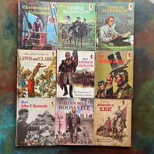 Random House Step-Up Books American History Biography Set-Vintage Beginning Chapter Books for Young Readers-view of the front covers with images of each person the book is based on featured