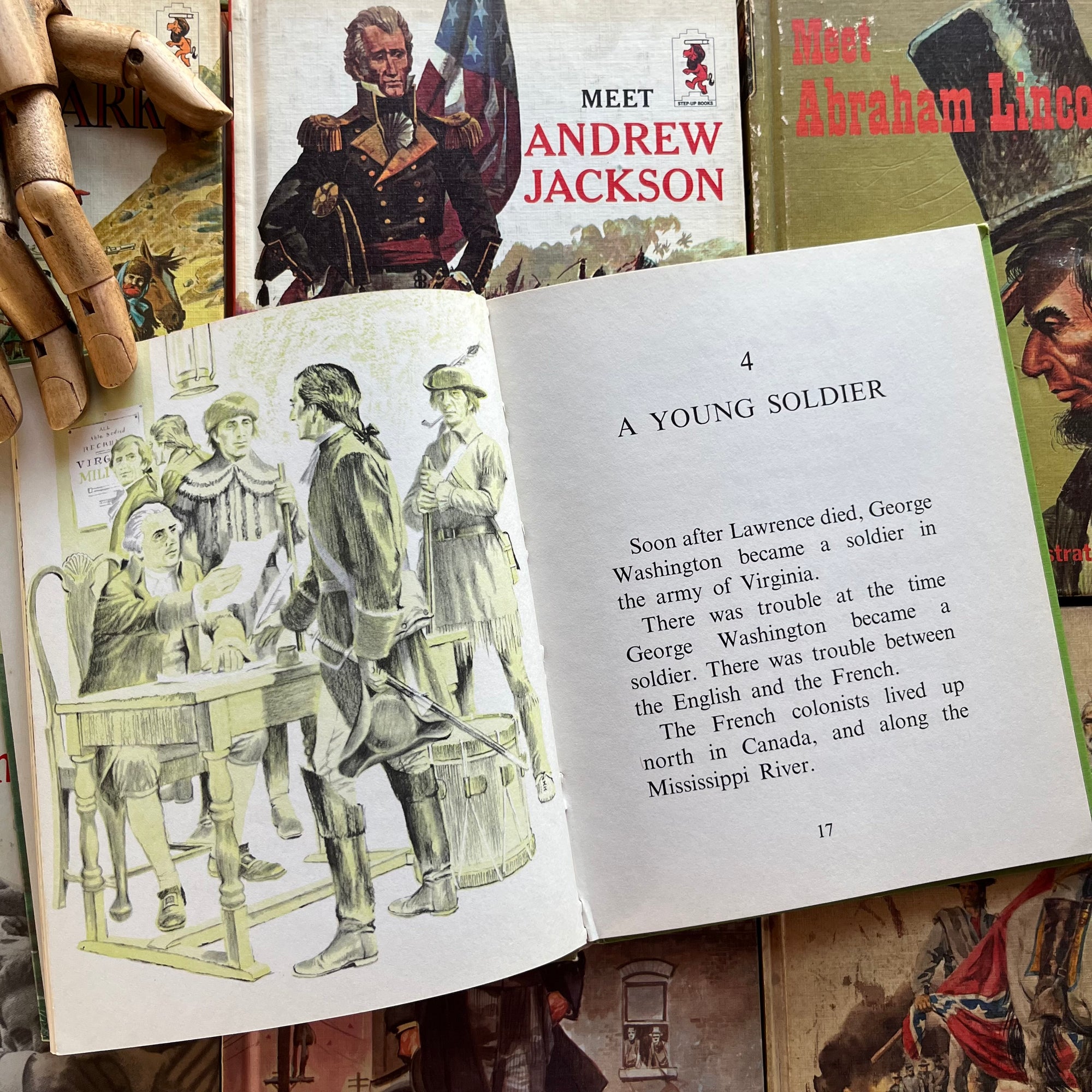 Random House Step-Up Books American History Biography Set-Vintage Beginning Chapter Books for Young Readers-view of the illustrations