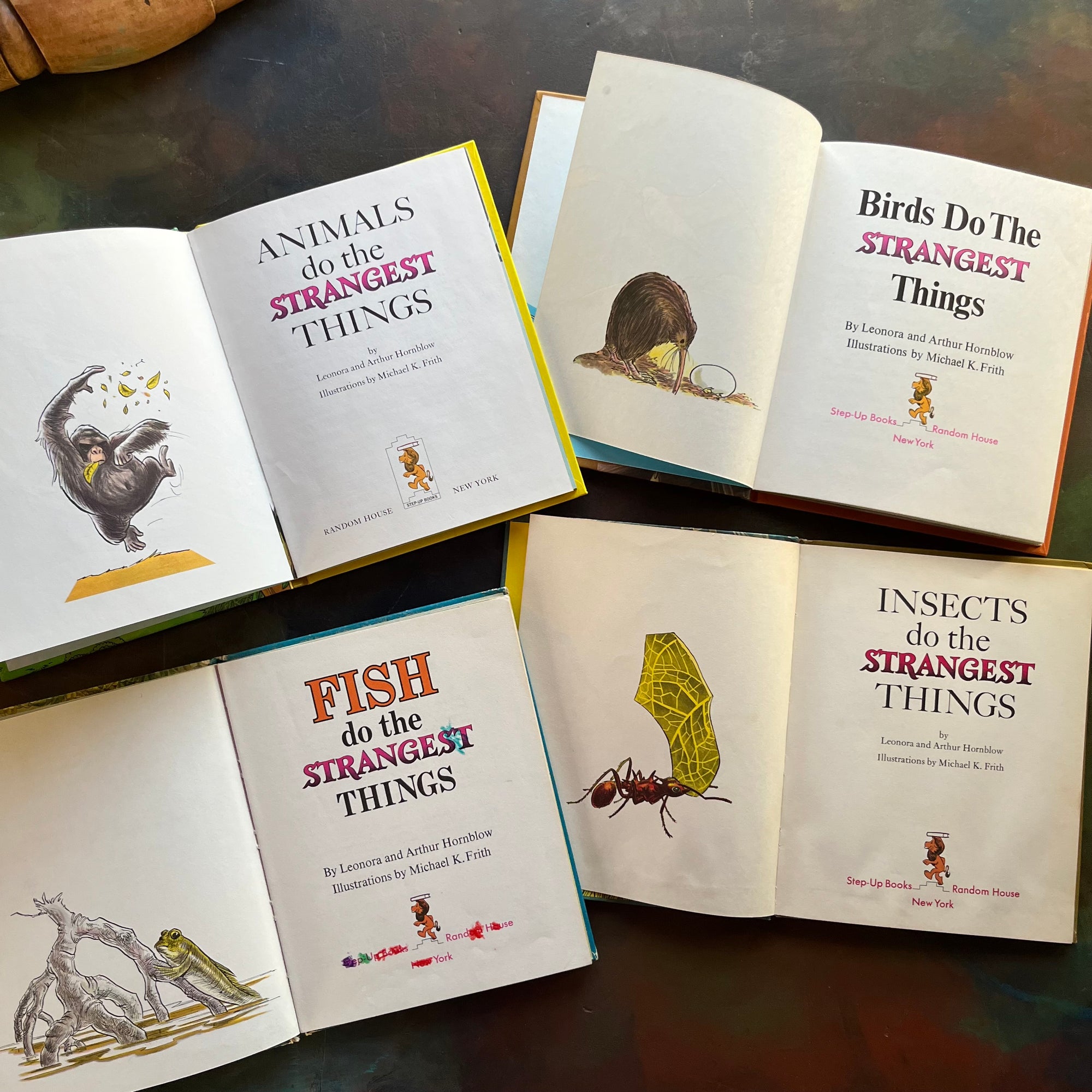 Random House Step-Up Books Living Science Series–Vintage Beginning Chapter Books for Young Readers-Animals, Birds, Insects, Fish-vintage children's books for sale-view of the title pages