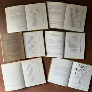 vintage children's history books - Random House Step Up Books Set of 6 early American History Books - view of the copyright & contents pages