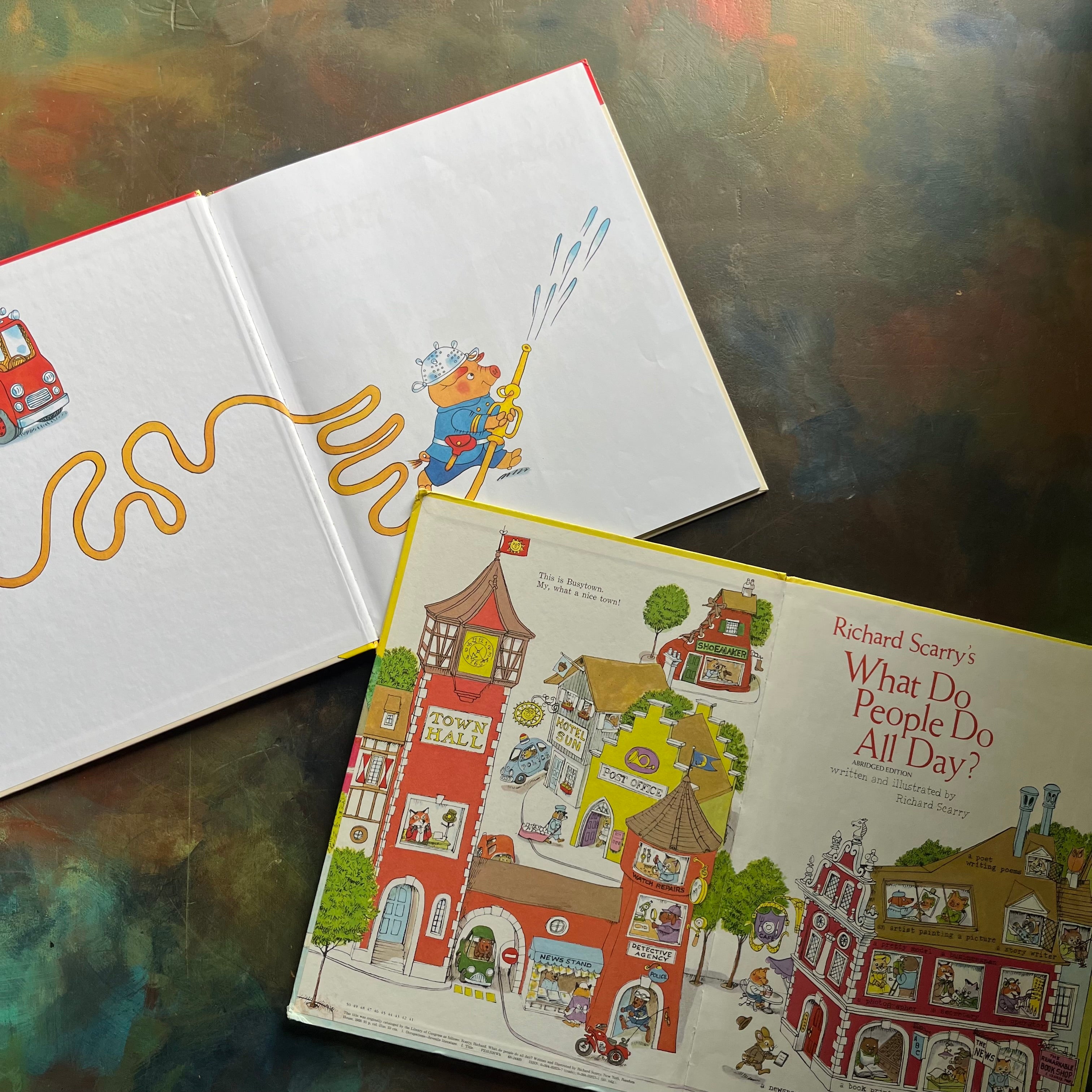Richard Scarry's Busy, Busy Town-What Do People Do All Day-vintage children's picture books-view of the inside covers