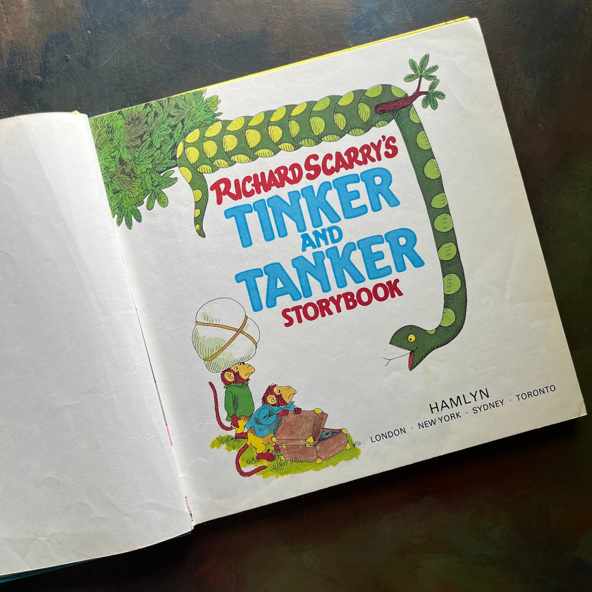 Richard Scarry's Tinker and Tanker Storybook-vintage picture book-vintage Richard Scarry-view of the title page
