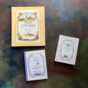 Set of 3 Tasha Tudor Books First Graces, More Prayers & The Lord is My Shepard-classic children's books-religious books for children-view of the front covers with dust jackets in place