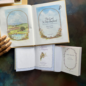 Set of 3 Tasha Tudor Books First Graces, More Prayers & The Lord is My Shepard-classic children's books-religious books for children-view of the title pages